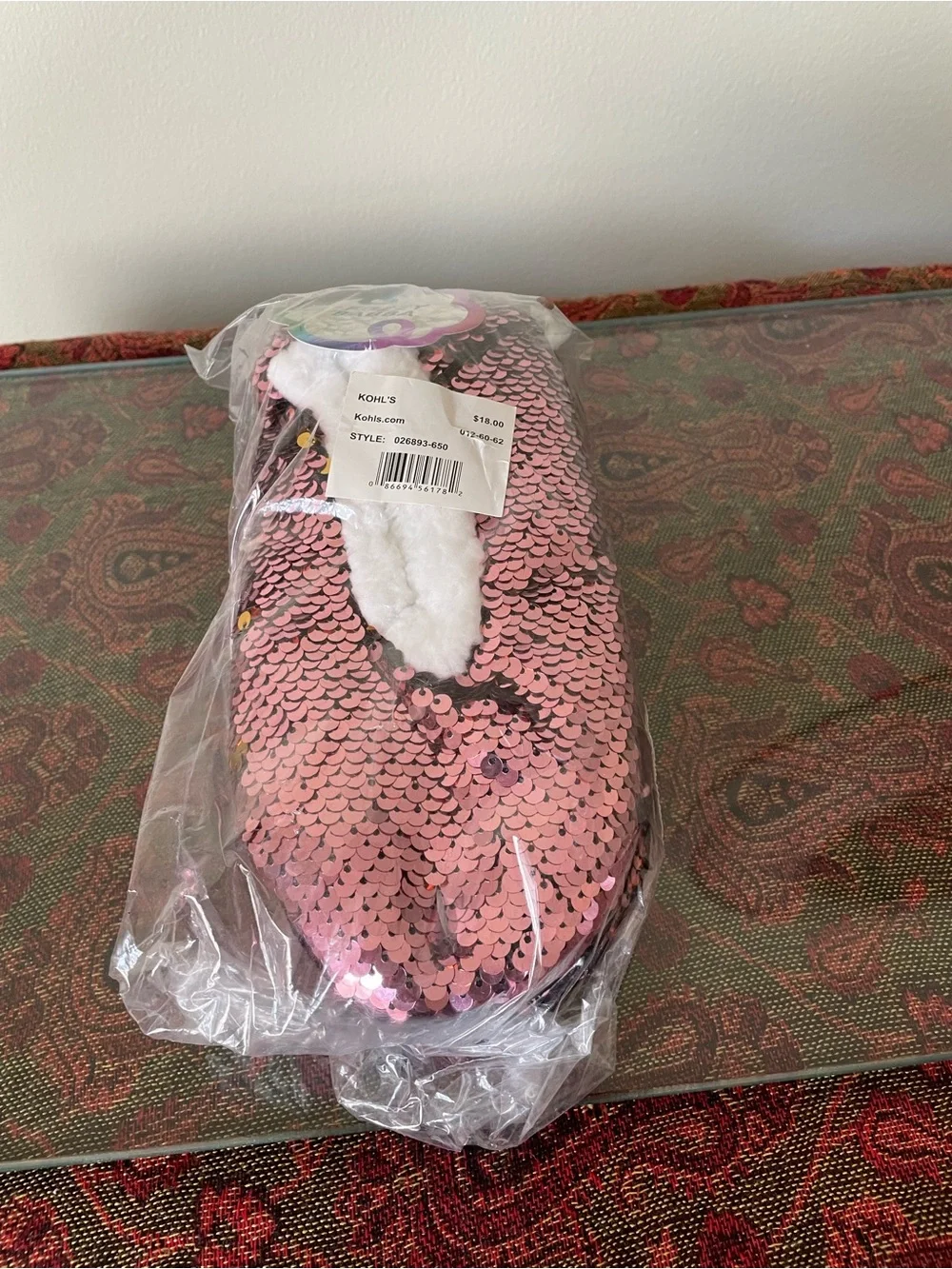 Flip Sequin Ballet Cozy Slippers Pink & Gold NWT Girls Shoe 13-4